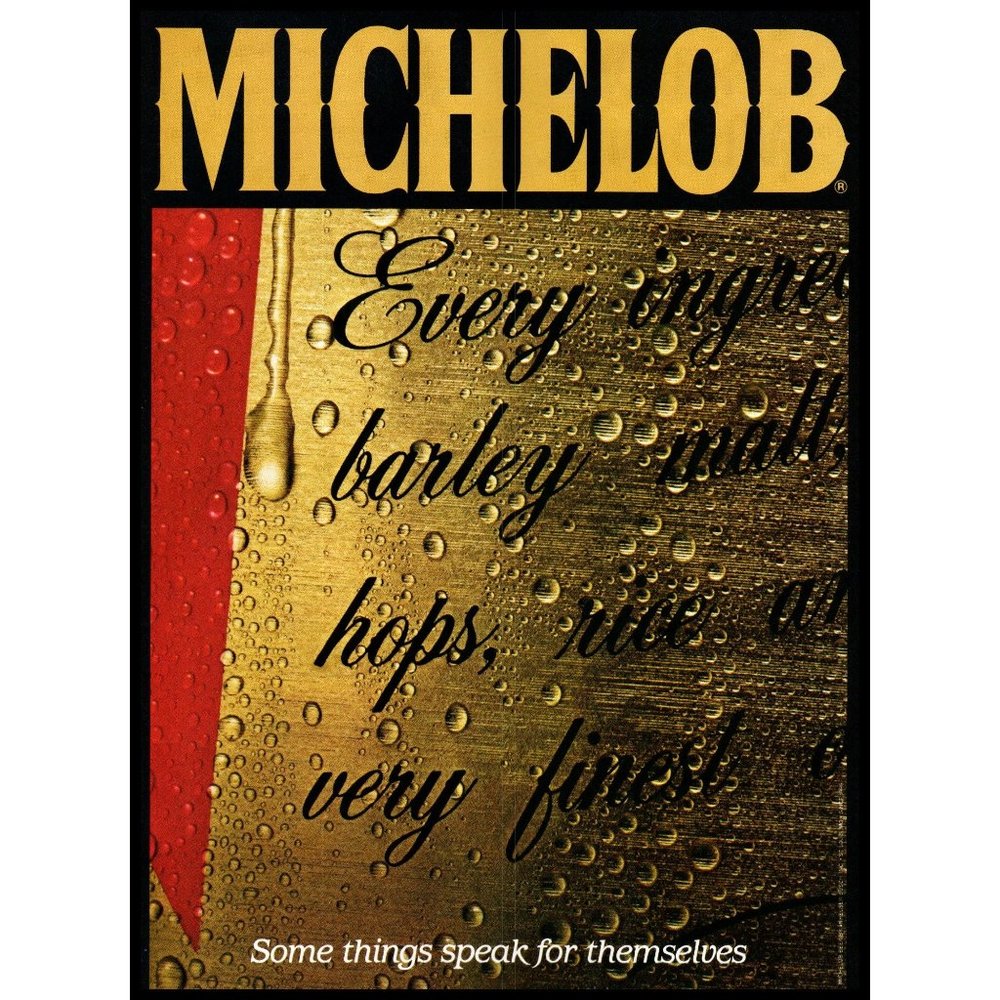 1983 Michelob Beer Vintage Print Ad Brown Bottle Label Closeup Man Cave Wall Art